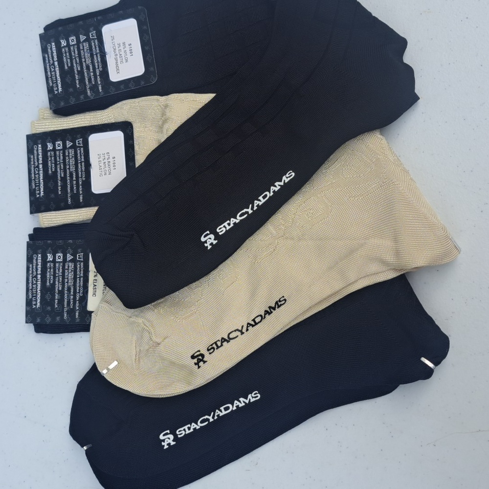 Stacy Adams Black Tan and Navy Blue Casual Socks Bundle New